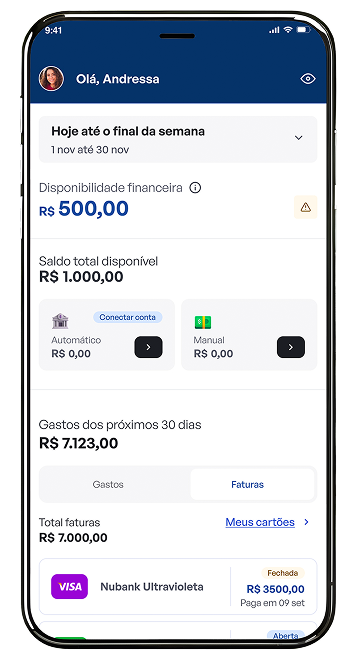 Print da tela inicial do app iDinheiro